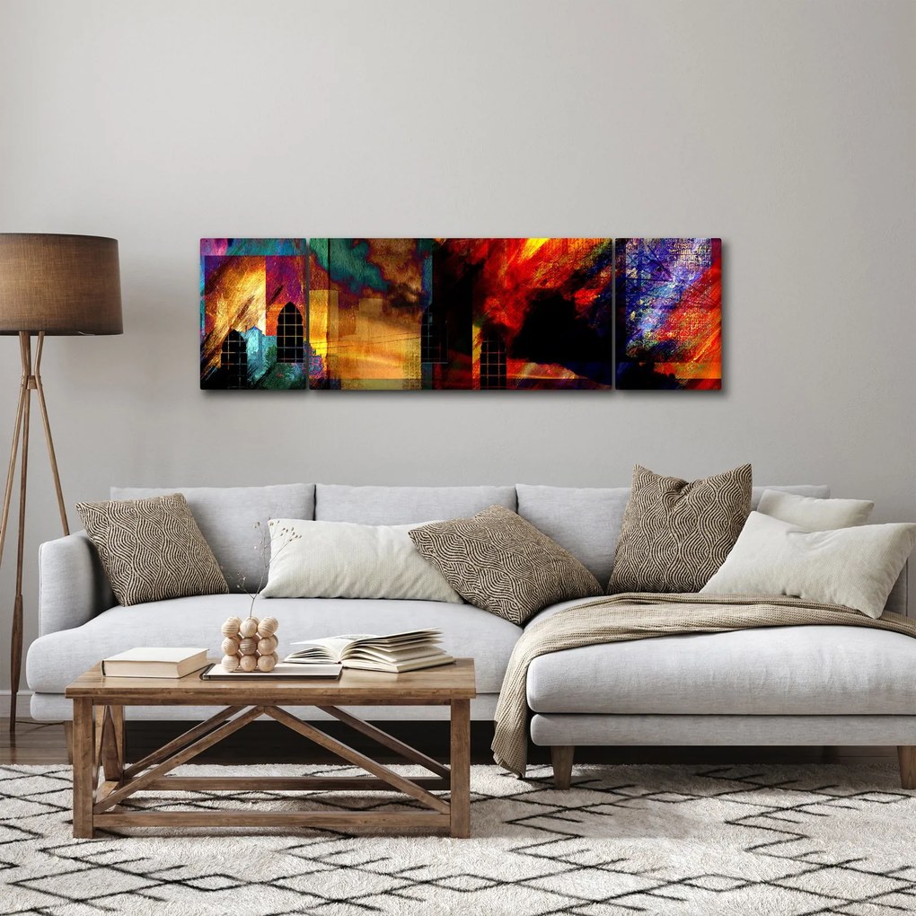 Obraz - Kolorowa abstrakcja miasta (170x50 cm)