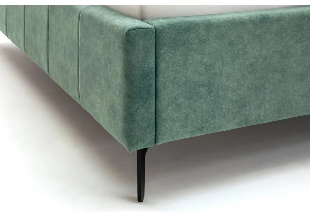 Zielone tapicerowane łóżko dwuosobowe ze schowkiem i stelażem 180x200 cm Lizzano – Meise Möbel