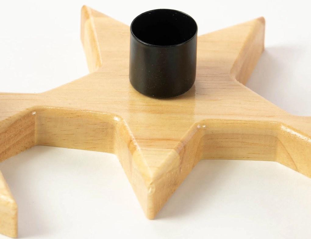 Świecznik w kształcie gwiazdek, drewno kauczukowe