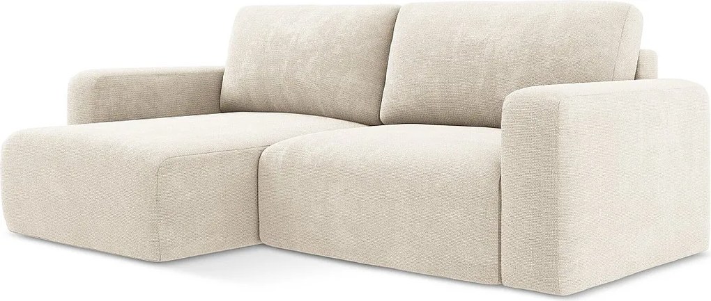 Narożnik lewostronny z funkcją spania - z tkaniny szenilowej - jasny beż - KONA