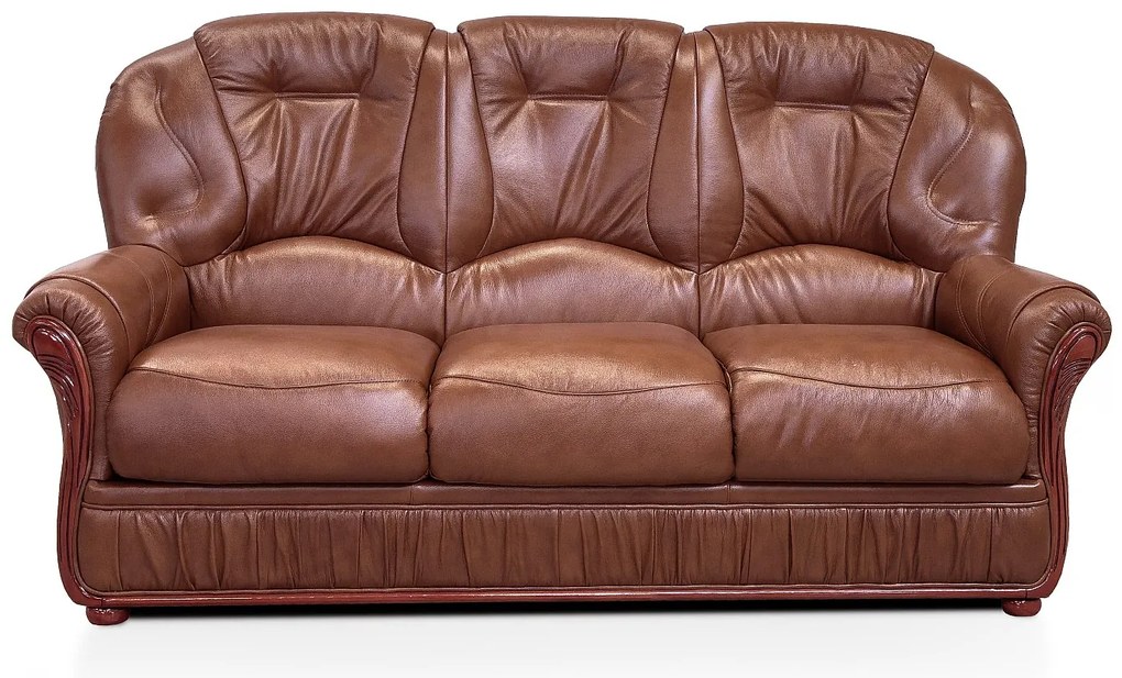 Kanapa 3-osobowa 100% skóry bawolej DAPHNE - Kolor: brązowy