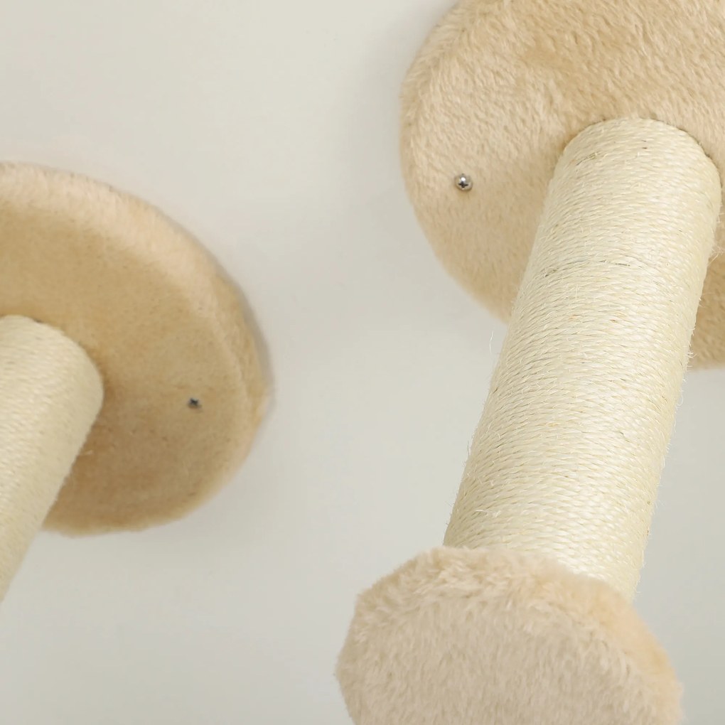 PawHut Zestaw do Wspinaczki dla Kota z Drapakami, Platformami do Skakania i Piłkami, do Wspinaczki i Odpoczynku, Beżowy