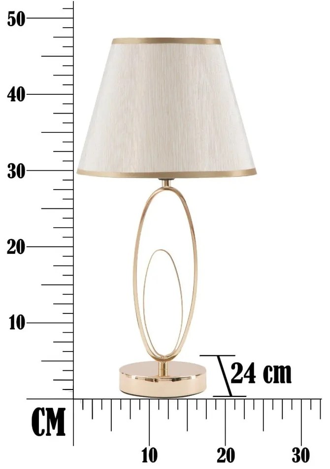 Biała lampa stołowa z konstrukcją w złotym kolorze Mauro Ferretti Flush
