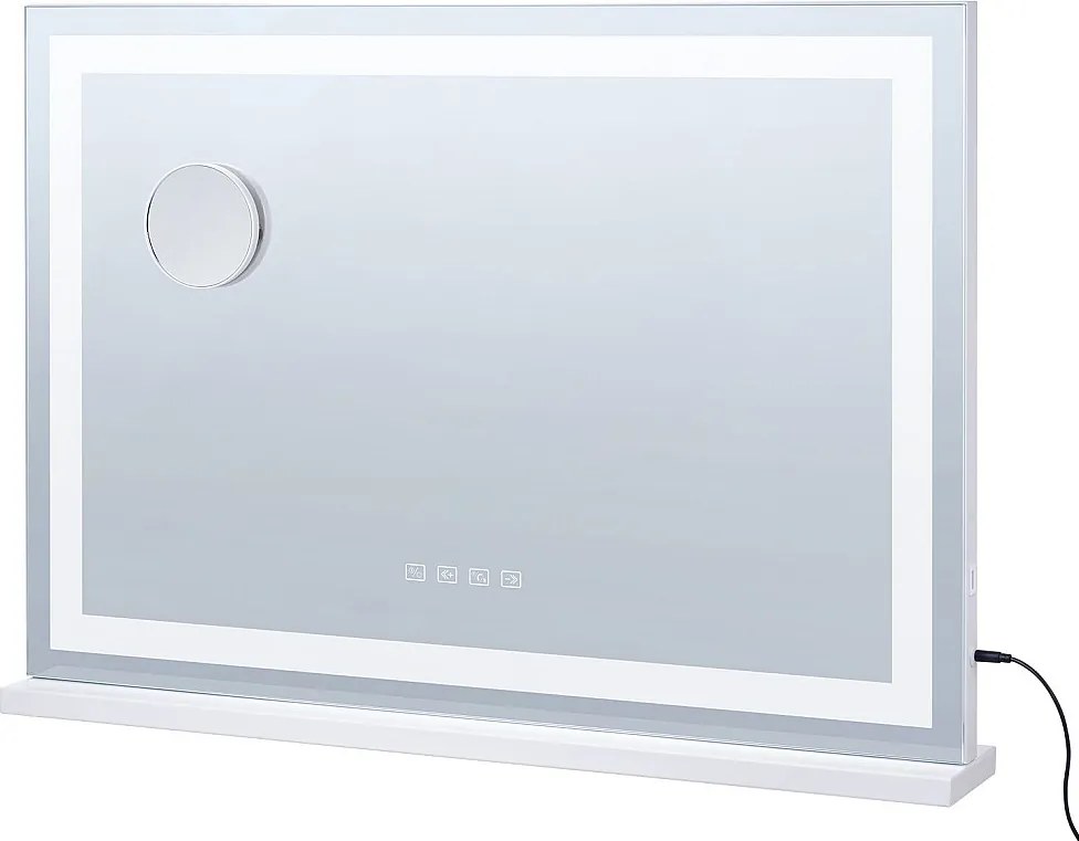 Iluminowane Lusterko do Makijażu SucceBuy, Bluetooth, 3 Kolory, 55 cm, Powiększenie 5X, USB, Białe, do Makijażu na Stole w Sypialni