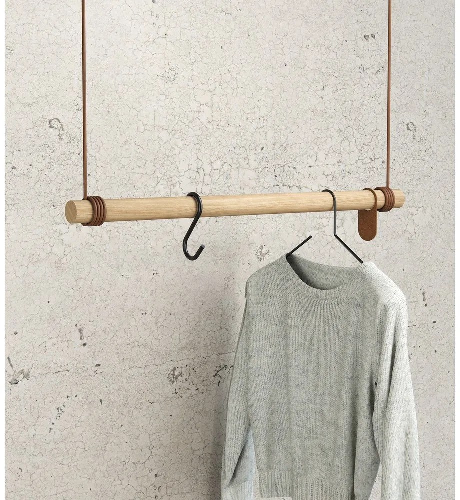 Wieszak ścienny z litego drewna dębowego w naturalnym kolorze 80 cm Swing M – LIND DNA