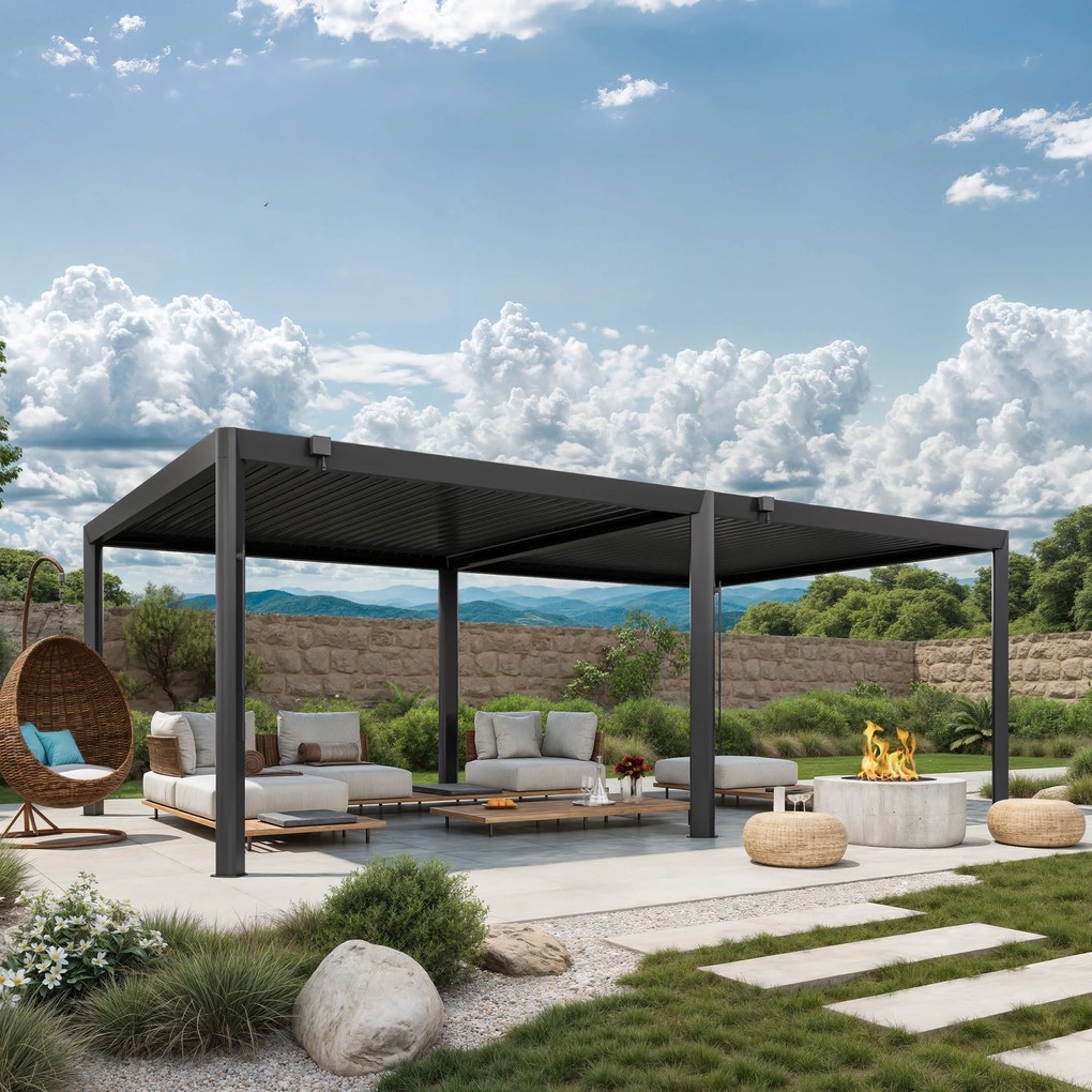 PRIMEYARD 4x7m Pergola Deluxe, lamelowa, antracyt - (GFPV01126)