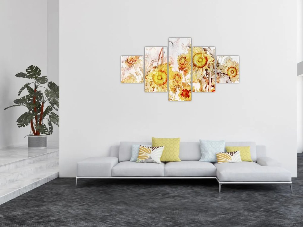 Obraz - Słoneczniki, malarstwo (125x70 cm)