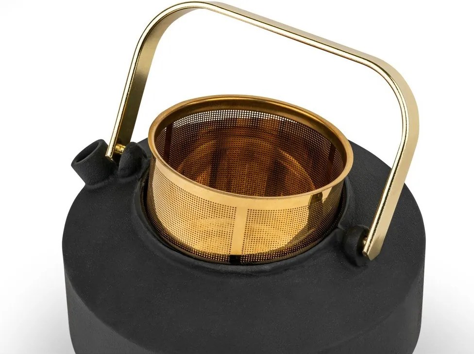 Czarny żeliwny dzbanek do herbaty z sitkiem 1 l Shangdong – Bredemeijer