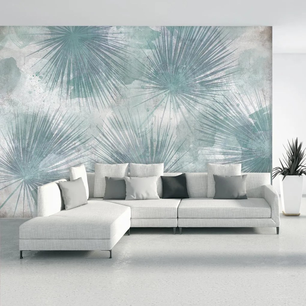 Fototapeta - Liście w betonie (196x136 cm)