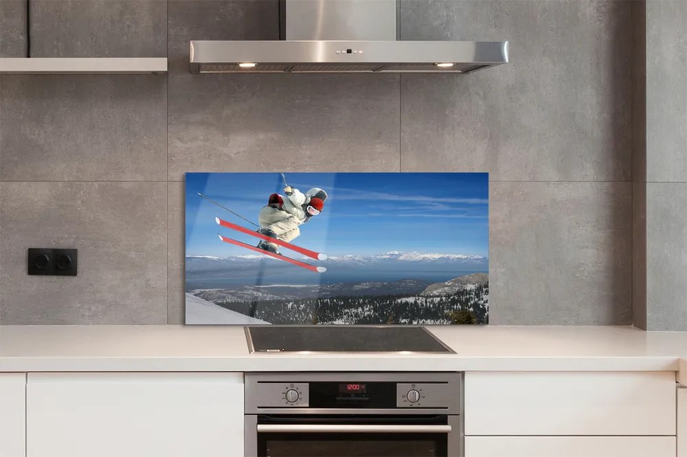 Panel nad Blat Kuchenny Narciarz w Wysokich Górach