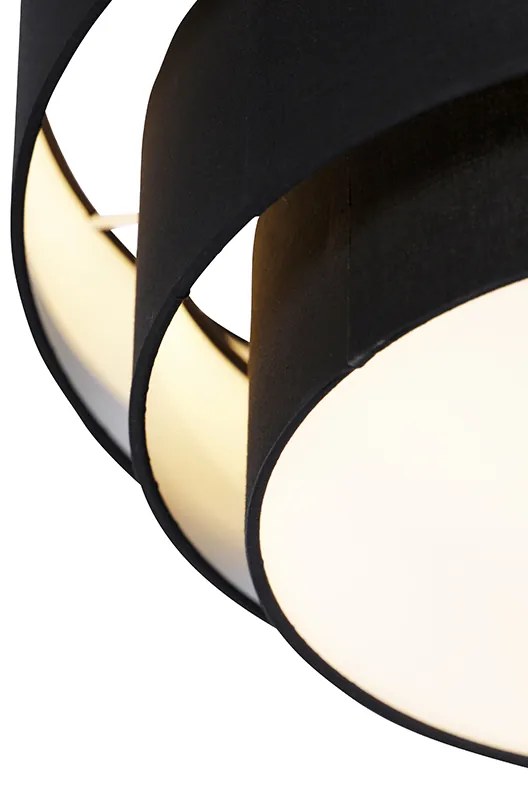 Nowoczesna lampa sufitowa czarna 45 cm 3-światła - Drum Trio Nowoczesny Oswietlenie wewnetrzne