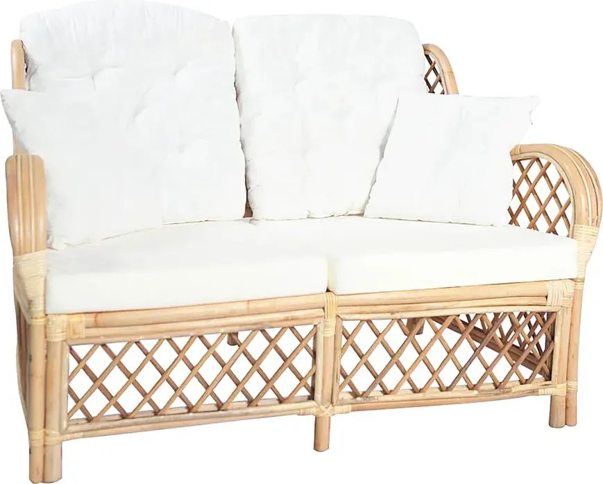 2-osobowa sofa rattanowa z lnianą tapicerką G5-D03