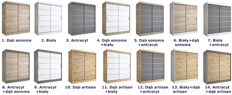 Szafa przesuwna dąb artisan 180 cm - Bohosa 5X