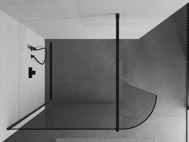 Mexen Kioto-R ścianka prysznicowa zaokrąglona Walk-in 90 x 200 cm, transparent 8 mm, czarna - 800-090-101-70-06