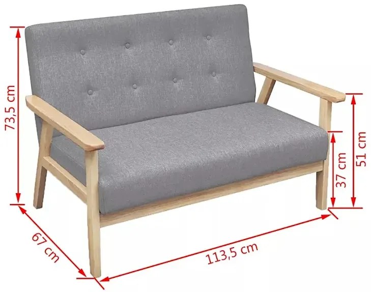 Jasnoszara sofa 2-osobowa - Sybis