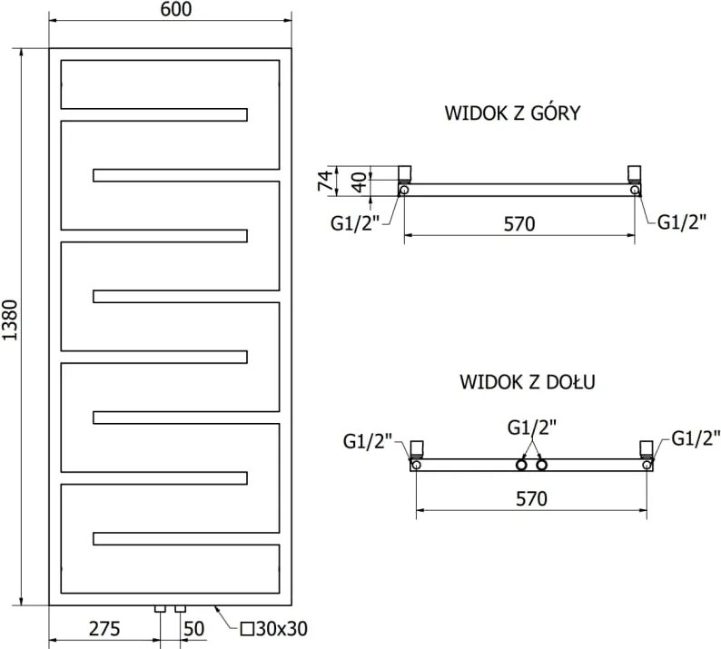 Mexen Orlando grzejnik dekoracyjny 1380 x 600 mm, 445 W, biały - W207-1380-600-00-20
