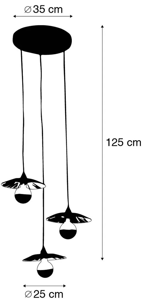 Rustykalna lampa wisząca czarna ze sznurkiem 3-światłowa - Leia