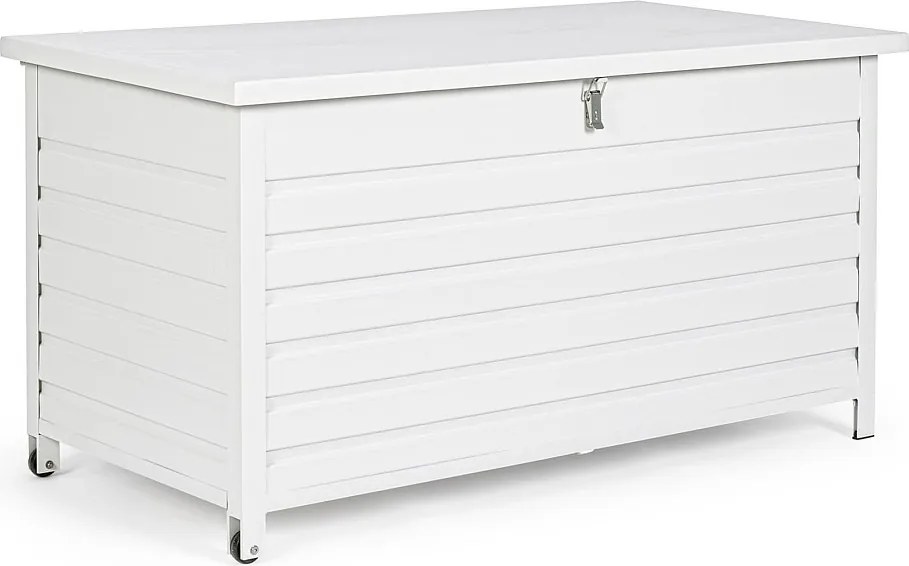 Skrzynia ogrodowa z białego aluminium, z kółkami - BURGOS