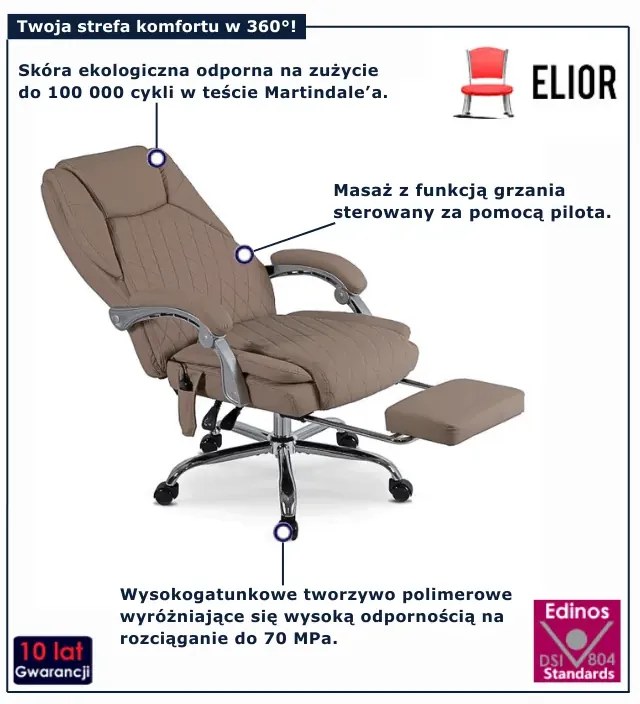 Beżowy masujący fotel obrotowy F7-K73