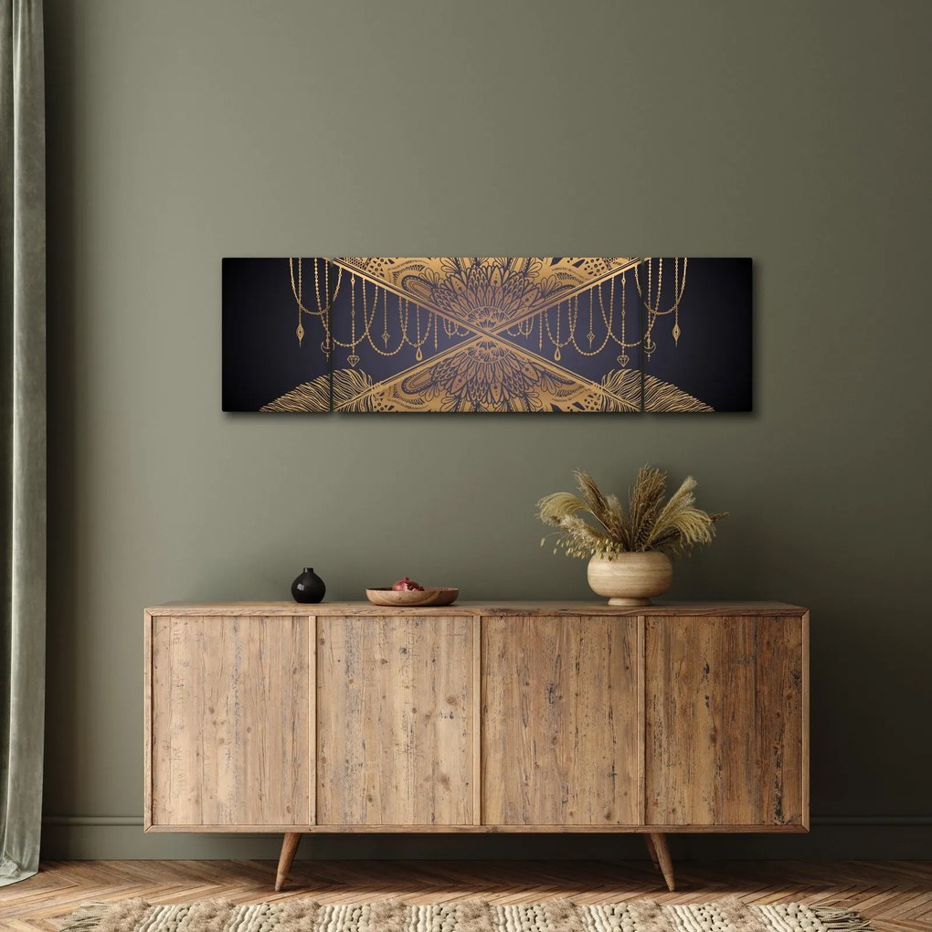 Obraz - Złota mandala ze strzałkami (170x50 cm)