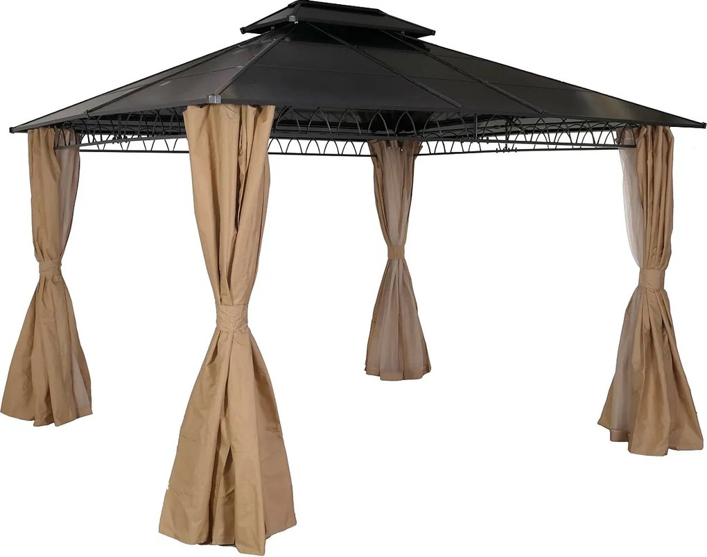 Pergola z twardym dachem MCW-M81,  kremowy
