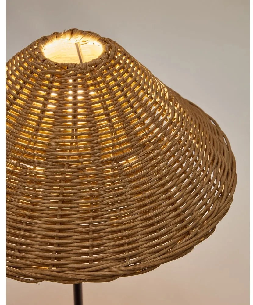 Czarno-naturalna lampa stołowa z rattanowym kloszem (wys. 50 cm) Urania – Kave Home