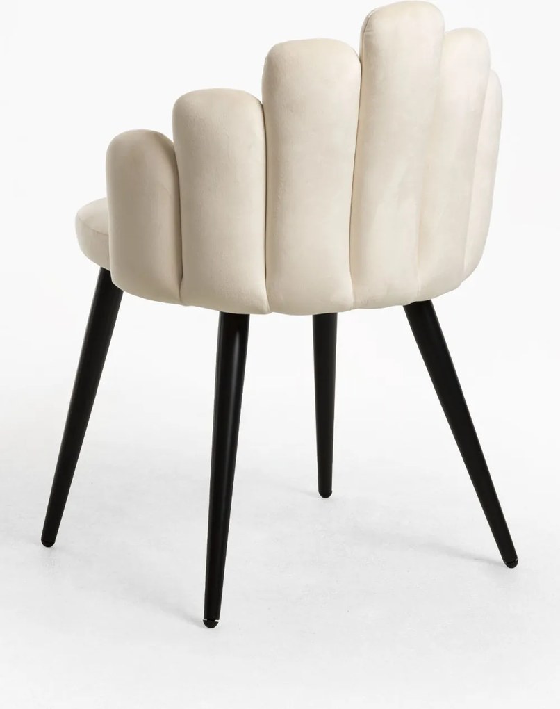 Zestaw 4 Krzese Hand Aksamitne Czarne Nogi