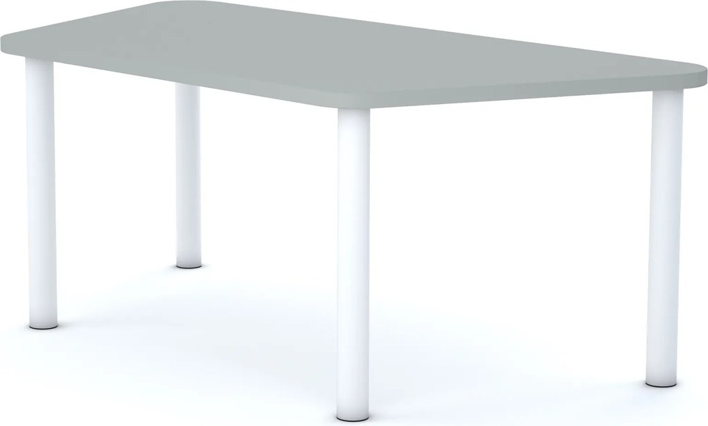 Stół przedszkolny Smart trapez 140x70 cm, rozmiar 0-3, blat szary / nogi białe