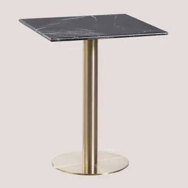 Kwadratowy Stolik Barowy Z Marmuru Cosmopolitan Marmur Nero Marquina & ↔︎ 60 Cm & Champagne Oro - Sklum