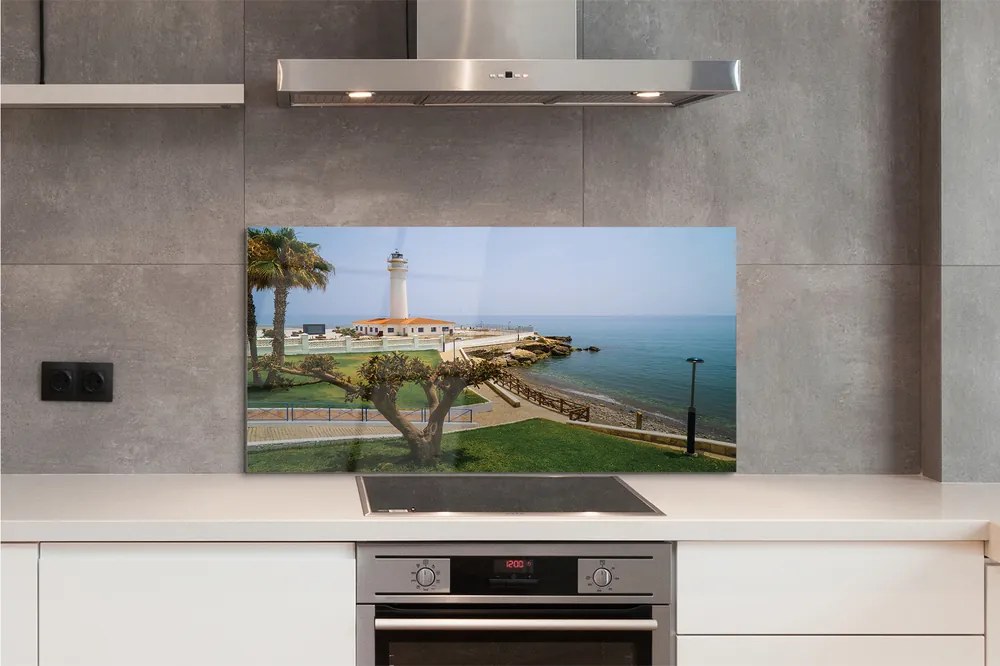 Panel Kuchenny Szklany Latarnia Morska na Skalistym Brzegu