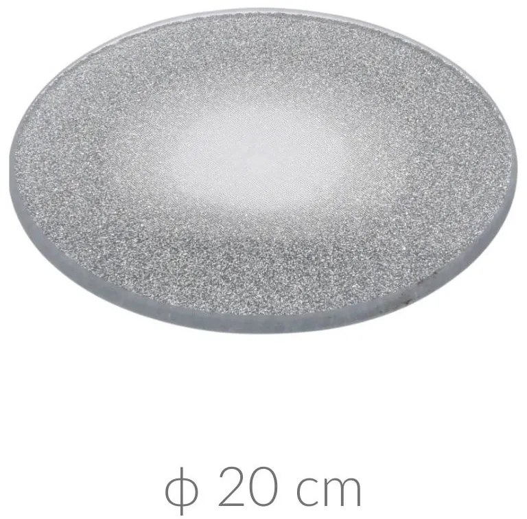 Talerz dekoracyjny, srebrny brokatowy