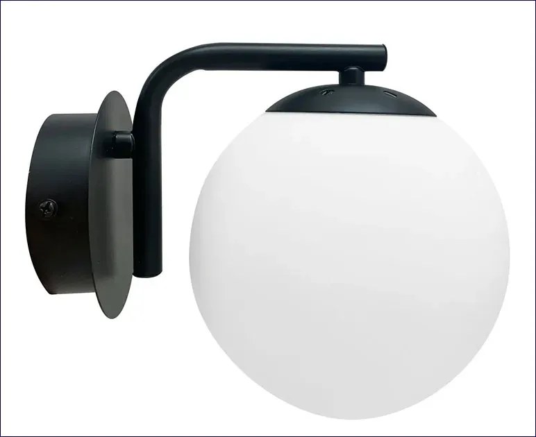 Czarny metalowy kinkiet ze szklanym kloszem - D250 A2-E54