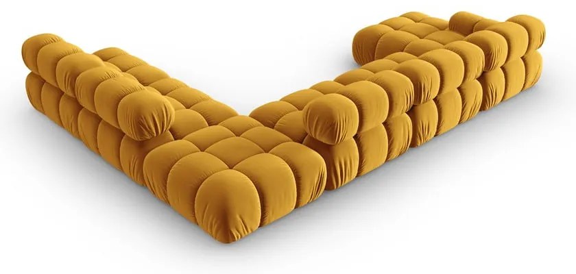 Żółta aksamitna sofa 379 cm Bellis – Micadoni Home