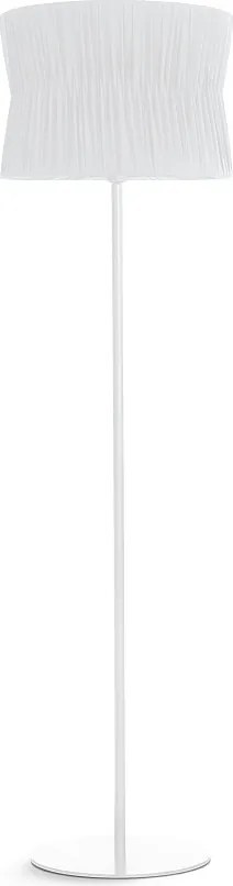 Lampa sto?owa CORA w stylu klasycznym - Wysoko?? 170 cm - E27 40W - plisowany aba?ur wst?gowy ø38,5 cm - kabel 2 m - w??czanie i wy??czanie - stal i biel - IP20