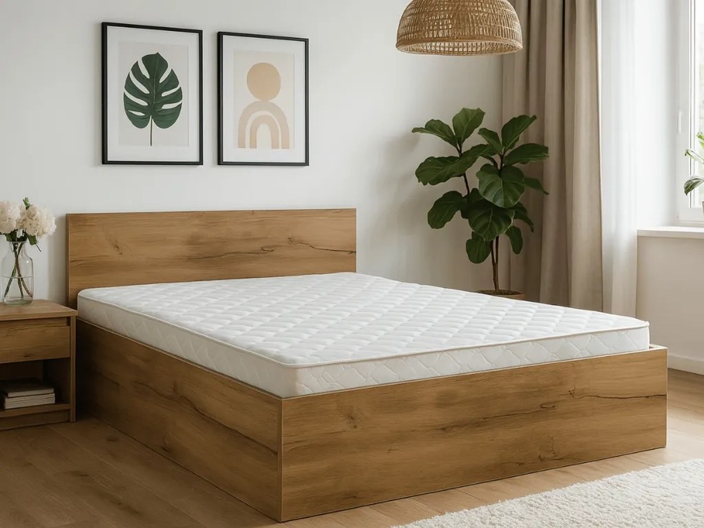 Łóżko SOFIA 160 x 200 cm, dąb artisan Stelaż: Ze stelażem listwowym rolowanym, Materac: Materac Coco Maxi 20 cm