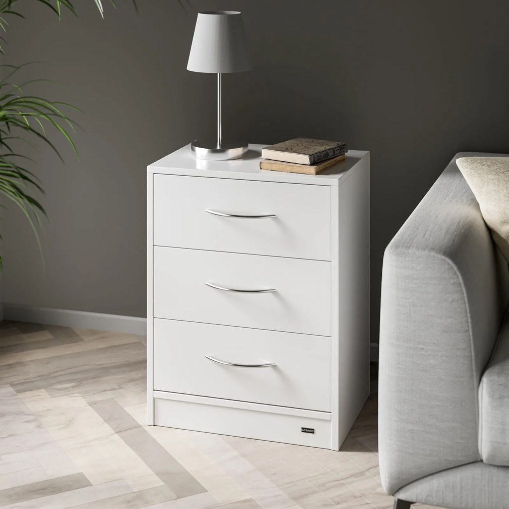 Szafka nocna ELOISE z podświetleniem, 54x39x28cm, biała Casaria