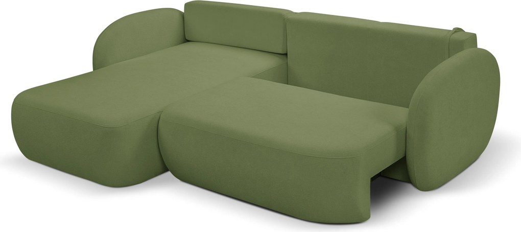 Masseno Narożnik AMICO z funkcją spania i pojemnikiem na pościel Narozniki L, Rozkładana sofa - Zielony, SICURO 20