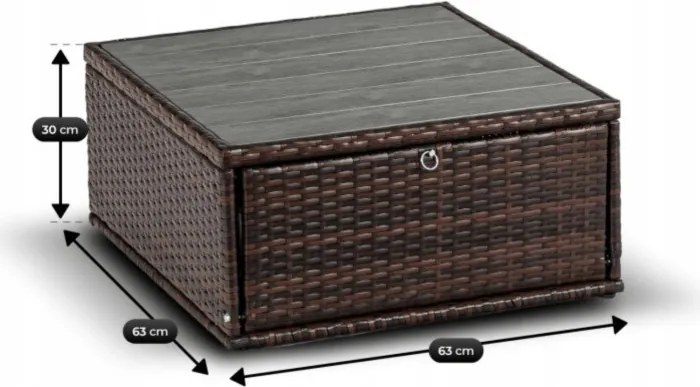 Zestaw Mebli Ogrodowych CALIENTE Modułowy Sofa 2x Fotel Stolik Tarasowy Brązowy/Beżowy Technorattan Nowoczesny