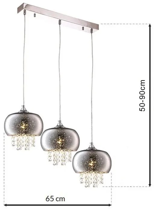 Potrójna lampa wisząca z kryształkami - 8X S001 P8-C32