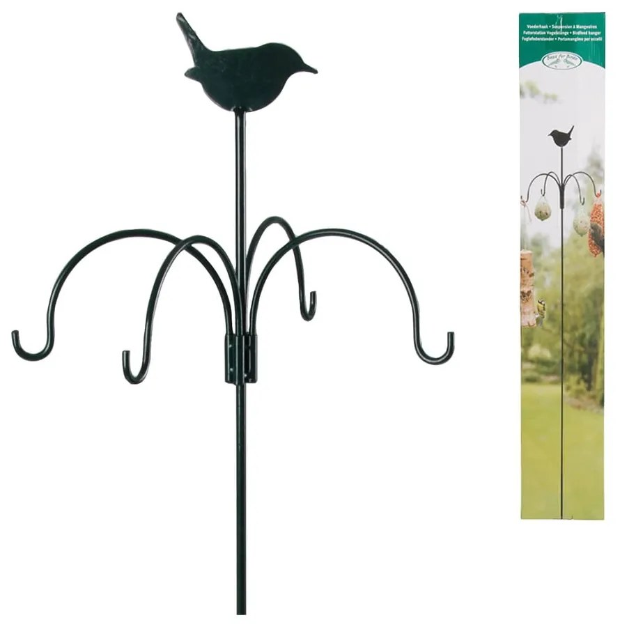 Ciemnozielony karmnik do wbicia w ziemię Esschert Design, wys. 148 cm