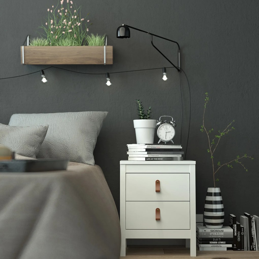 Biała szafka nocna z szufladami Madrid