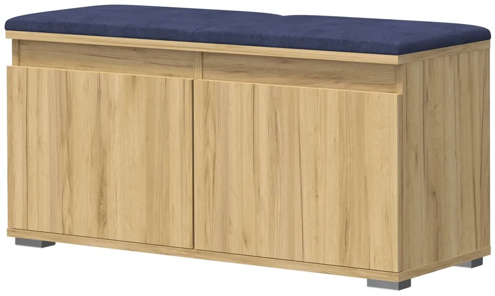 Nowoczesna szafka na buty z siedziskiem dąb craft + granat - Risix 4X