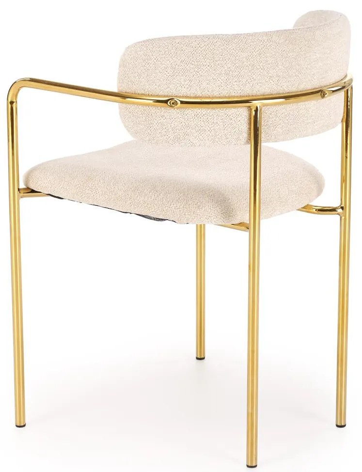 Krzesło Do Jadalni Salonu Kremowy, K537 Tkanina RAVEN, chrom, glamour