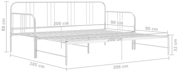 Białe Metalowe Łózko Rozkładane 90X200 Cm Helio