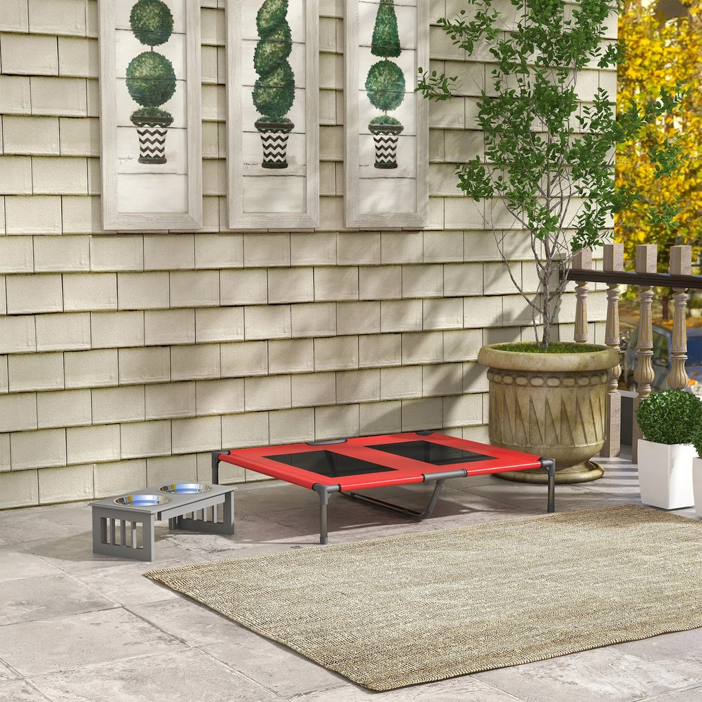 PawHut Legowisko dla Psów, Leżak dla Psa, Solidny, Podniesiony &amp; Wodoodporny, do 50 kg, 92x76x18cm, Czerwony