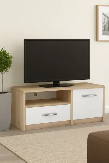 Skandynawska szafka pod telewizor dąb sonoma + biały Z5-W73