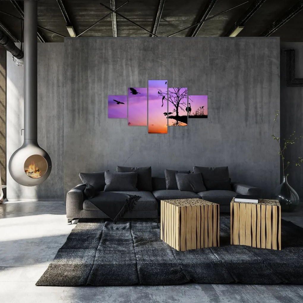 Obraz - Sylwetki zwierząt (125x70 cm)