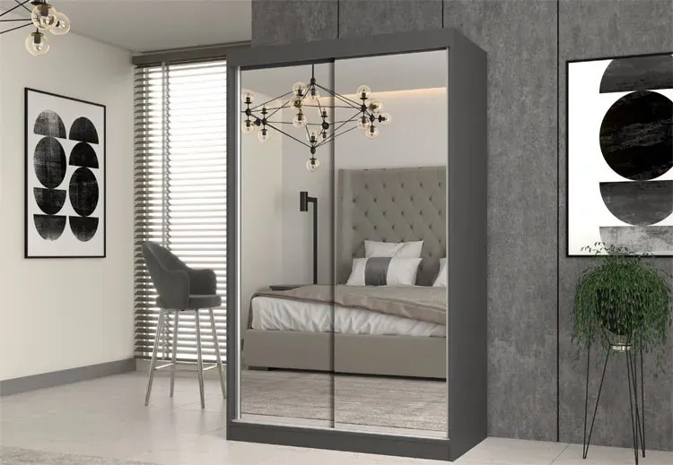 Lustrzana szafa przesuwna 120 cm dąb artisan antracyt Z9-W25