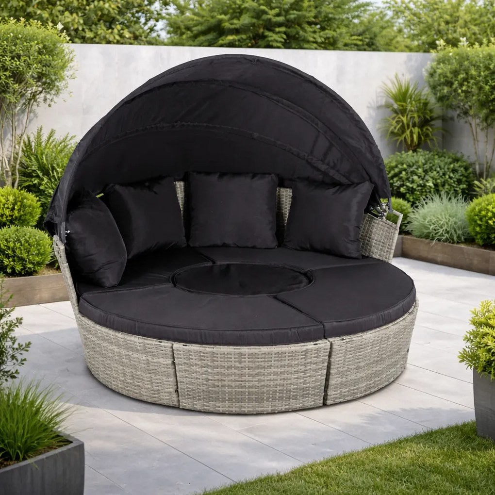 Zestaw modułowych mebli ogrodowych technorattan Island - łóżko ogrodowe