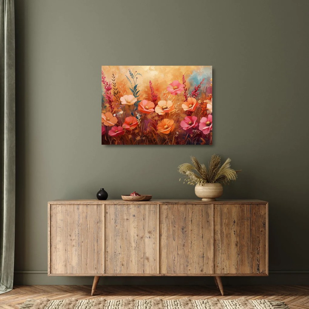 Obraz na szkle - Kwiaty łąkowe, malarstwo (70x50 cm)